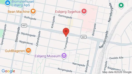 Erhvervslejemål til leje i Esbjerg Centrum - kort over placeringen