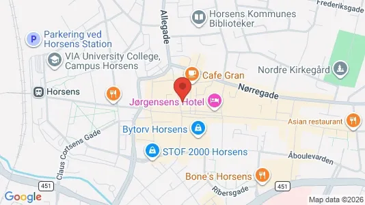 Erhvervslejemål til salg i Horsens - kort over placeringen