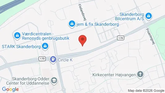 Kontorlokaler til leje i Skanderborg - kort over placeringen