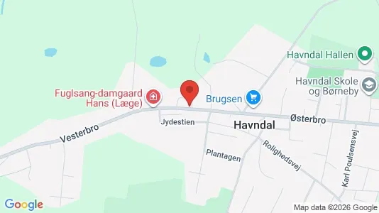 Boligudlejningsejendomme til salg i Havndal - kort over placeringen