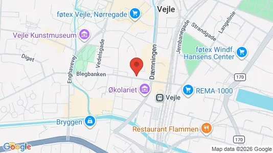 Kontorlokaler til leje i Vejle Centrum - kort over placeringen