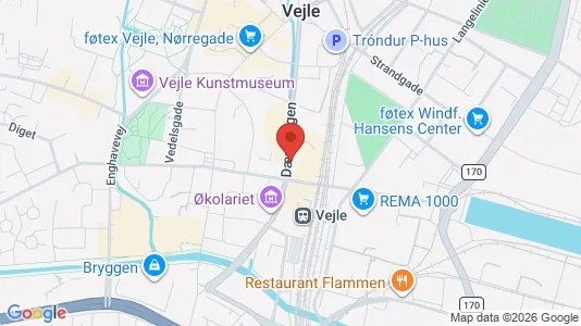 Kontorlokaler til leje i Vejle Centrum - kort over placeringen