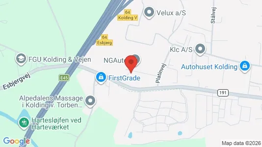 Erhvervslejemål til leje i Kolding - kort over placeringen
