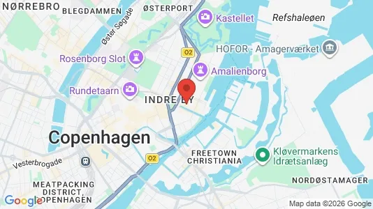 Kontorfællesskaber til leje i København K - kort over placeringen