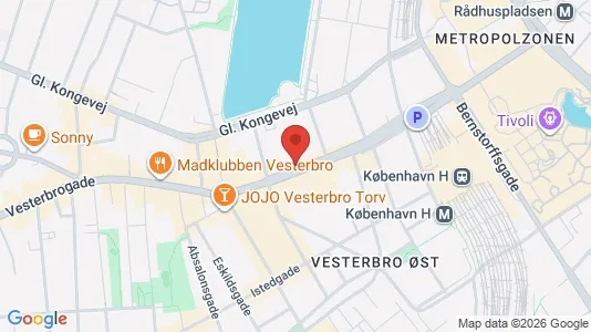 Kontorlokaler til leje i Vesterbro - kort over placeringen