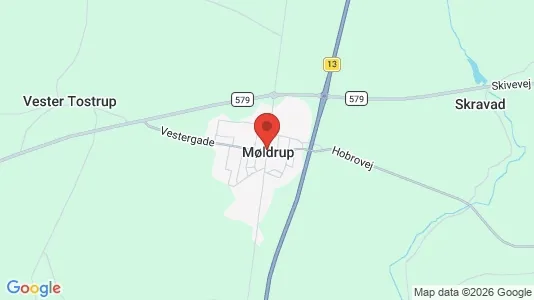 Erhvervslejemål til leje i Møldrup - kort over placeringen
