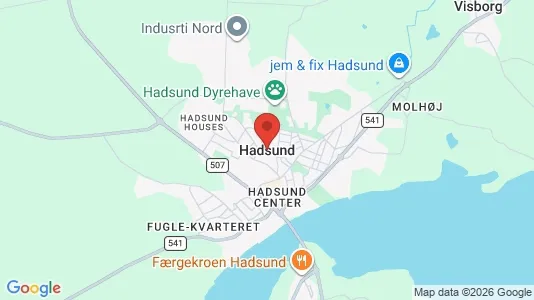 Erhvervslejemål til leje i Hadsund - kort over placeringen