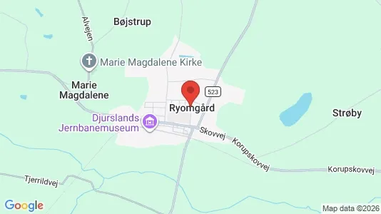 Erhvervslejemål til leje i Ryomgård - kort over placeringen