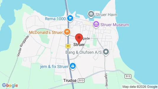 Erhvervslejemål til leje i Struer - kort over placeringen