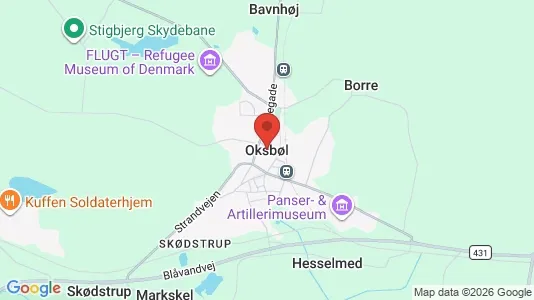 Erhvervslejemål til leje i Oksbøl - kort over placeringen