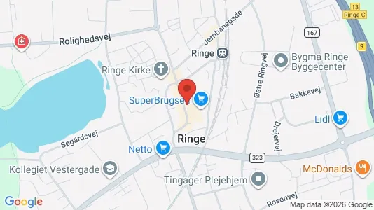 Erhvervslejemål til leje i Ringe - kort over placeringen