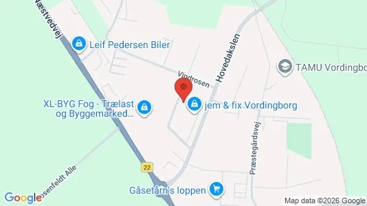 Garager til leje i Vordingborg - kort over placeringen