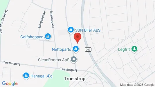 Erhvervslejemål til leje i Haslev - kort over placeringen