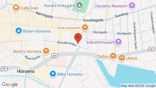 Erhvervslejemål til salg i Horsens - kort over placeringen