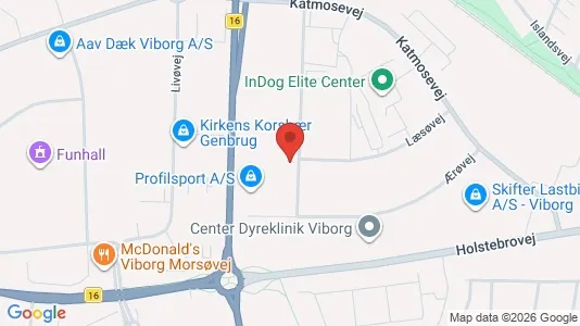 Erhvervslejemål til leje i Viborg - kort over placeringen