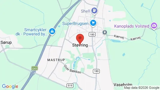 Kontorlokaler til leje i Støvring - kort over placeringen