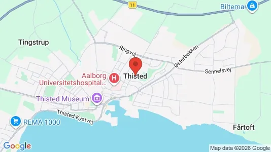 Kontorlokaler til leje i Thisted - kort over placeringen