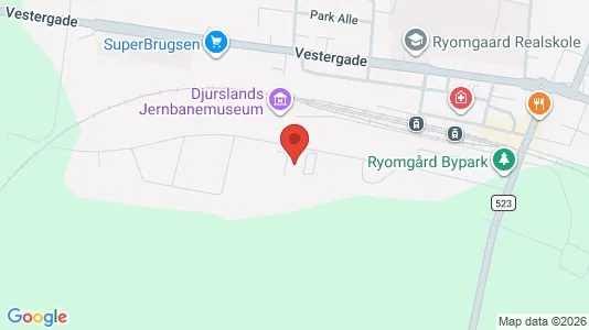 Kontorlokaler til leje i Ryomgård - kort over placeringen