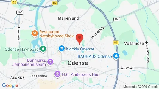 Kontorfællesskaber til leje i Odense C - kort over placeringen